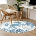 thumbnail image 4 of Coastal Blue Crab Round Area Rug 3.3 FT, Non Slip Small Entryway Kitchen Mat, Coral Starfish Ocean Conch Nautical Washable Soft Circular Rug Non-Shedding Door Mat for Bathroom Playroom Kids Room, 4 of 9
