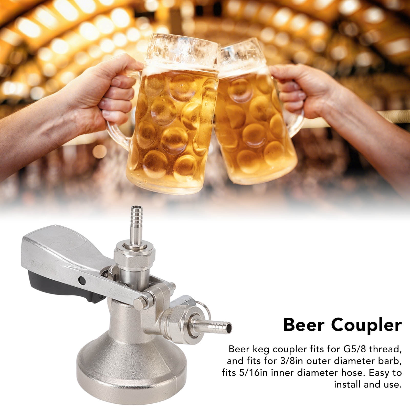 G Type Beer Keg Coupler Stainless Steel Probe Brass Body Triangular Beer Dispenser Accessory for Bar Party