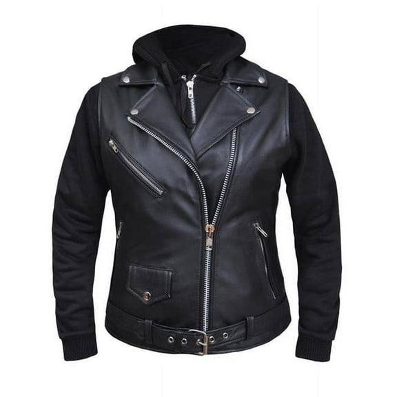 Unik 6898-00-BLK-5XL Premium Leather Lightweight Fashion Jacket for Ladies, Black - 5XL