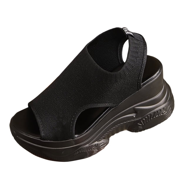 DAFEI Breathable Fish Head Beach Shoes Korean Version Of The Bottom Solid Color Footwear Fashion Versatile Sandals Female
