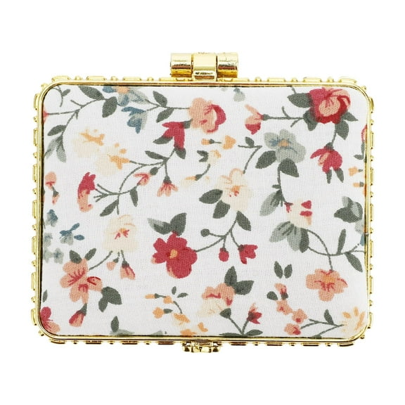 Compact Mirror for Purses Flower Pocket Mirror Square Mini Mirror Floral Small Mirror for Purse White