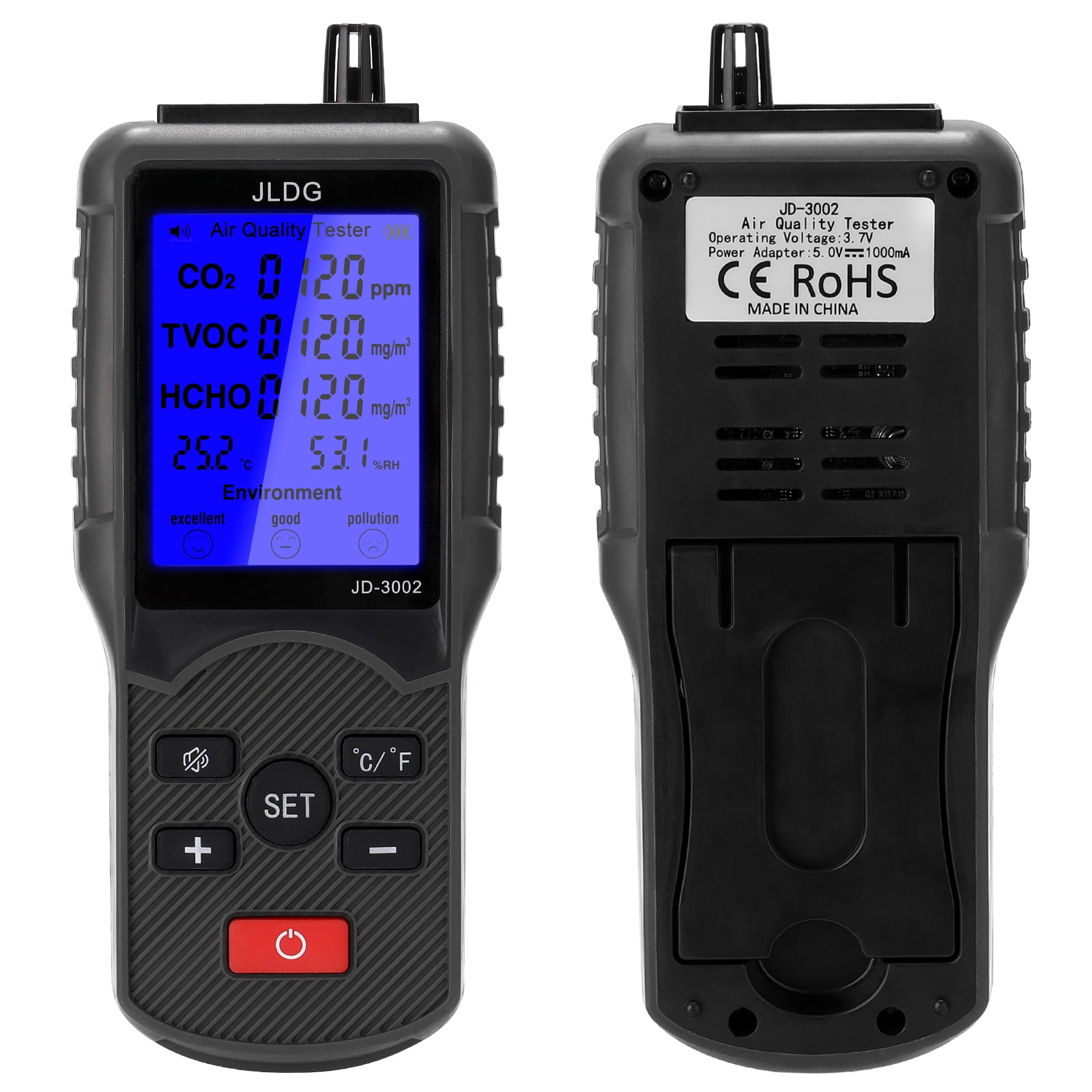 Indoor/Outdoor Air Quality Detector HCHO & TVOC Tester CO2 Meter Monitor V9X1 