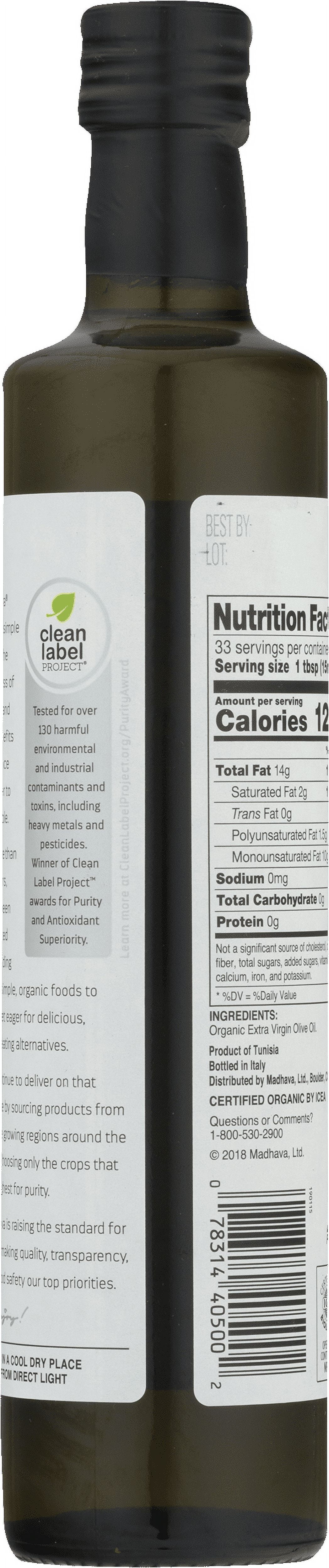 Madhava Organic Extra Virgin Olive Oil, 16.9 fl oz Bottle