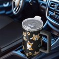 thumbnail image 6 of OBREWU Cute Cartoon Corgi Tumbler with Handle and Lid,Cute Cartoon Corgi 40oz Double Wall Vacuum Insulated Tumbler,Cups Gift for Women and Men, 6 of 7