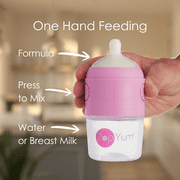 PopYum Pink Formula Making Baby Bottle Starter Set, 4-Pack, 2x 5oz Bottles with #1 Slow Flow Nipples + 2x 9oz Bottles with #2 Medium Flow Nipples, Mixing, Dispenser