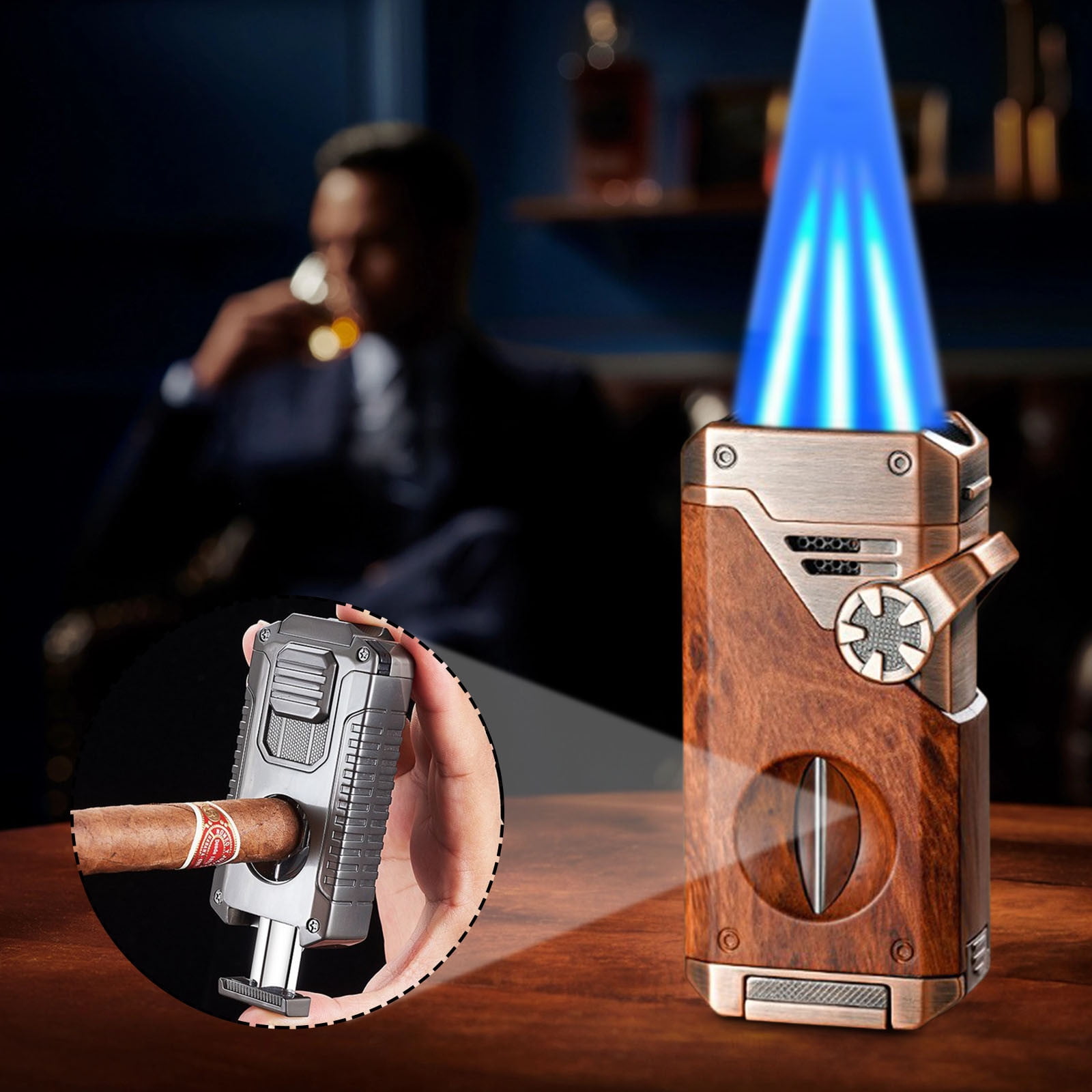 Portable Multi-Function Four-Flame Lighter, Ergonomic Compact Outdoor Household Lighter With Safety Features, Reliable For Camping Grilling And Evening Fire Use
