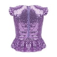 thumbnail image 2 of JanJean Girls Sequins Dance Tops Ruffled Sleeves Crop Tank Tops Modern Jazz Latin Dance Stage Performance Blouse Shirts Lavender 10, 2 of 7