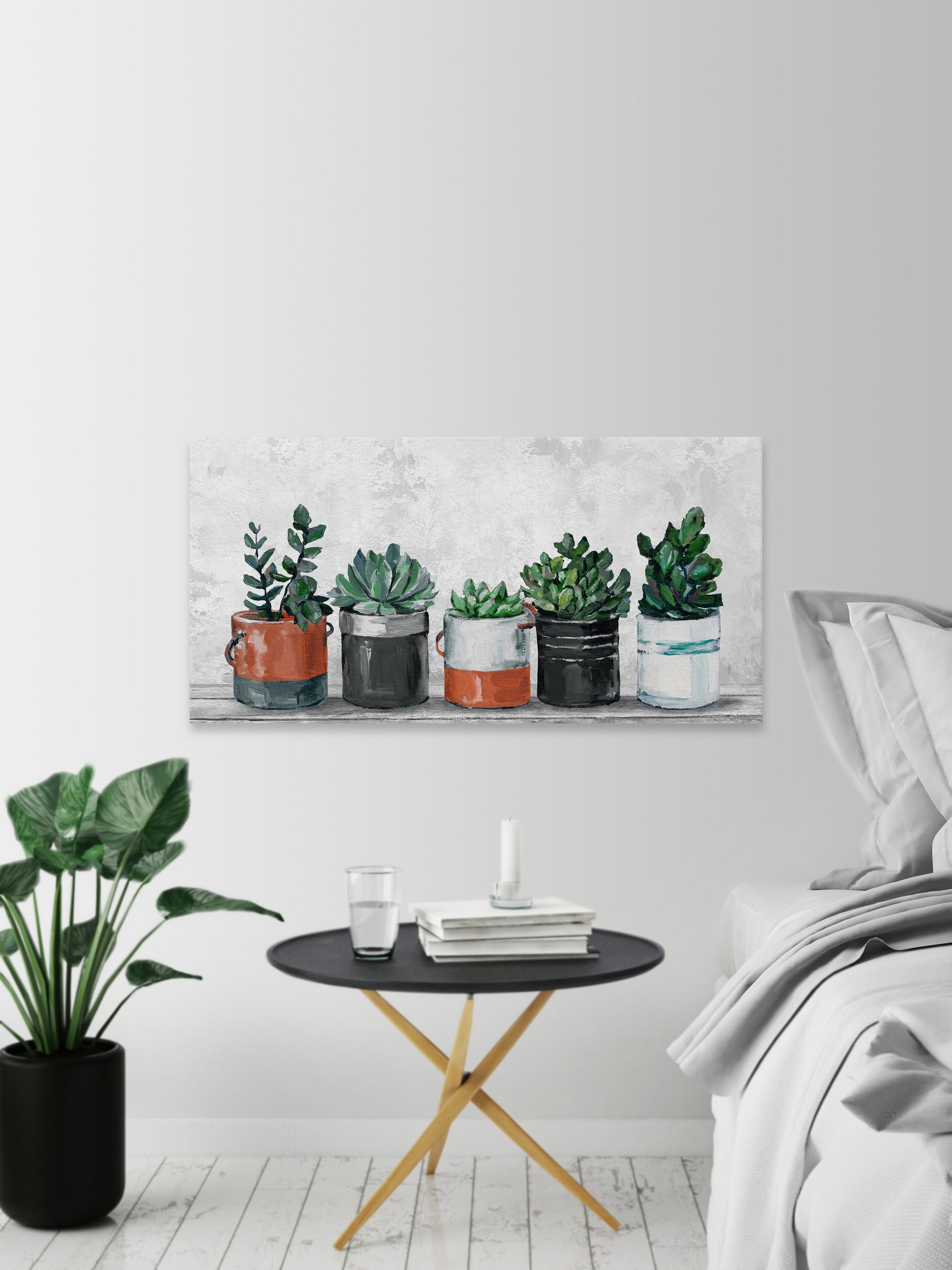 Marmont Hill Two-Toned Succulent Holders Canvas Wall Art, 18" x 36"
