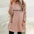 thumbnail image 2 of Lindreshi Christmas Pajamas for Women Women's Round- Neck and Winter Loose Print Pocket Warm Long Sleeve Blouse Tops, 2 of 3