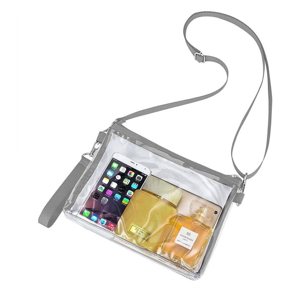 ELORIAH Clear Bag,Practical Transparent Crossbody Bags,Womens Clear Bag for Stadium Events,Gray