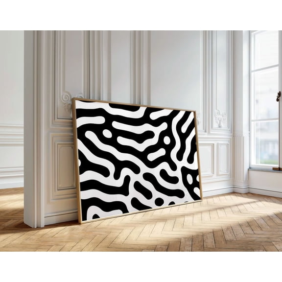Horizontal Mid Century Wall Art, Black and White Abstract Wall Art, Modern Home Decor, Minimalist Art Print, Trendy Wall Art Poster, Unframed Poster Size 8x12