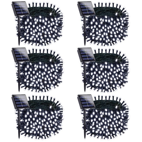 Guirnalda de luces solares OZS 480LED, paquete de 6, impermeables, 8 modos