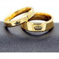 thumbnail image 3 of Juego de anillos de pareja TUNC de compromiso de Acero de titanio negro dorado, 3 of 5