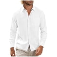 thumbnail image 5 of Thousandth Men Linen Long Sleeve Button Down Shirt Casual Plus Size Loose Fit Shirt Lightweight Tops Outdoor Work Shirts for Men, 5 of 8