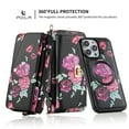 thumbnail image 2 of Feishell for iPhone 14 Plus Crossbody Wallet Detachable Case,Support Magsafe Charging,Flower Pattern PU Leather RFID Blocking Multi Card Slots Zipper Phone Case with Shoulder & Hand Strap,Black, 2 of 13