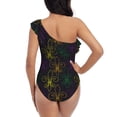thumbnail image 5 of Picia Mardi Gras Carnival Pattern Women's One Piece Swimsuits,One Shoulder Swimwear Asymmetric ,Ruffle Monokinis Bathing Suits,High Waisted Flattering Bathing Suits-, 5 of 8