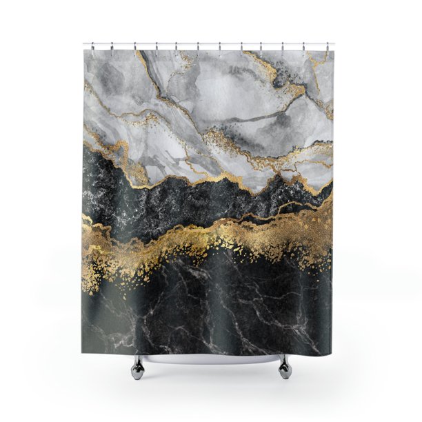 Black and Gray Marble Pattern Shower Curtains
