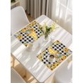 thumbnail image 5 of Gnomes Plaid Placemats Set of 8, Yellow Sunflower Farmhouse Bee Black Check Placemats for Dining Table, Place Mats for Kitchen Tabletop, Waterproof Wipeable Dining Table Mats Set, 5 of 9