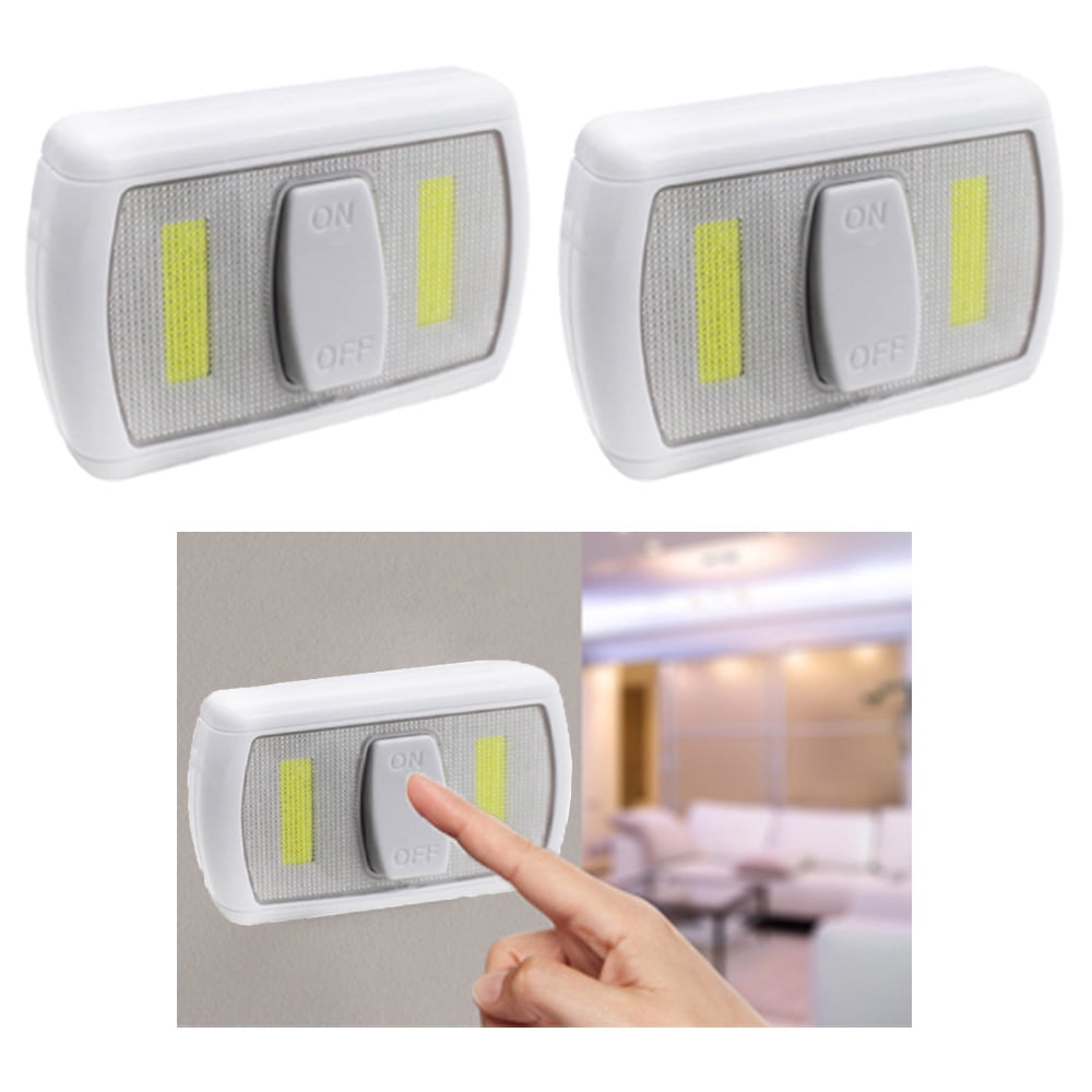 2 Pack COB LED Bright Night Lights Battery Operated Closet Light Cordless Switch 