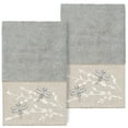 thumbnail image 2 of Linum Home Textiles 2 Piece Texture/Embroidery Turkish Cotton Hand Towel, 16" x 30", Gray, 2 of 3