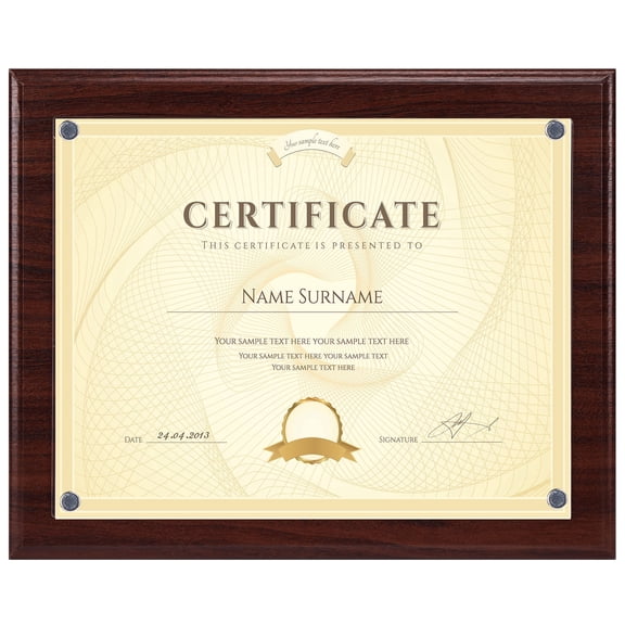 8.5x11 Wooden Picture Frame Single Pack, Brown Plaque Wall Mount for Certificates and Awards