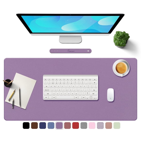 TOWWI PU Leather Desk Pad with Suede Base, Multi-Color Non-Slip Mouse Pad, 24†x 14†Waterproof Desk Writing Mat, Large Desk Blotter Protector (Voilet)