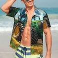 thumbnail image 5 of Lsque Green Tractor Field pattern Hawaiian Shirt for Men, Unisex Summer Beach Casual Short Sleeve Button Down Shirts-3X-Large, 5 of 9
