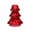 Red, variant on Green Glass Christmas Tree Candle Holder, 4.3 in Taper Candlestick, Holiday Tabletop Decor for Mantel, Dining Table and Shelf
