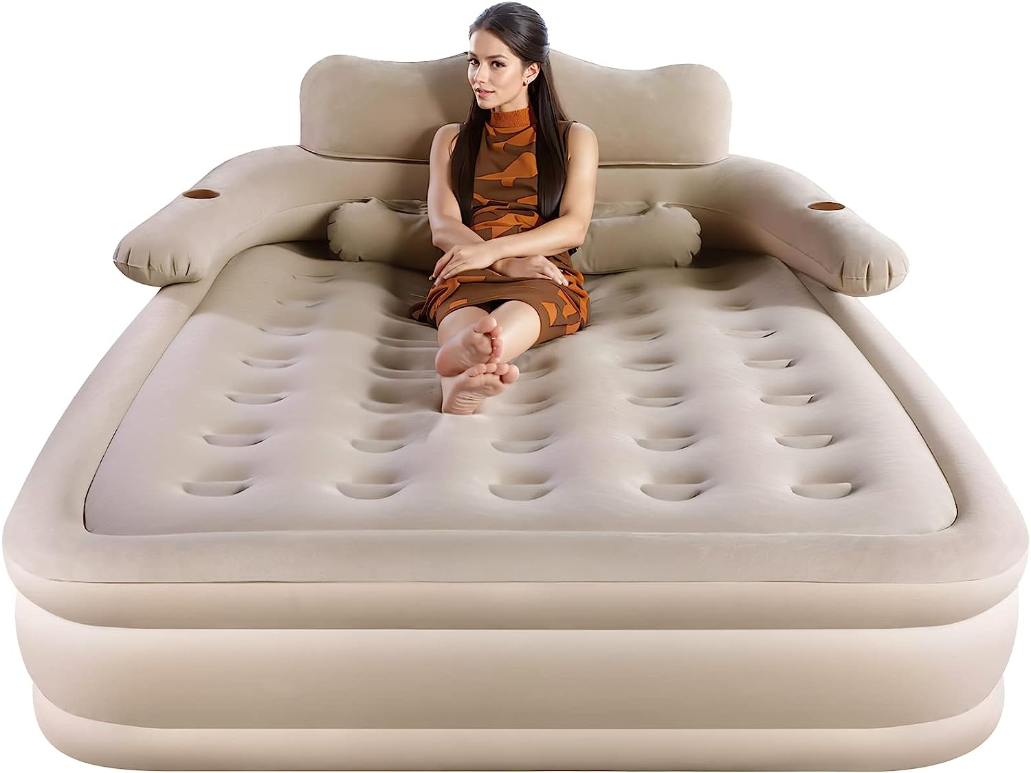 MIANYANG Queen Air Mattress with Headboard, 18in Inflatable Air