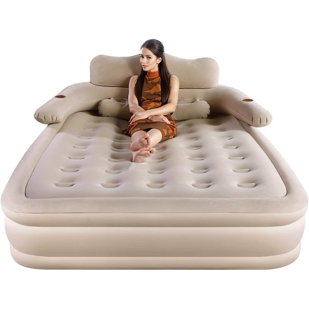 MIANYANG Queen Air Mattress with Headboard, 18in Inflatable Air