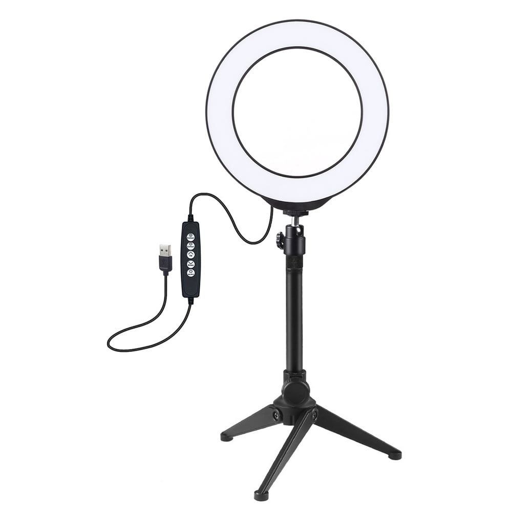 6.2'' Table Selfie Ring Light with Stand Mini Desk Round Lamp Dimmable 3 Light 