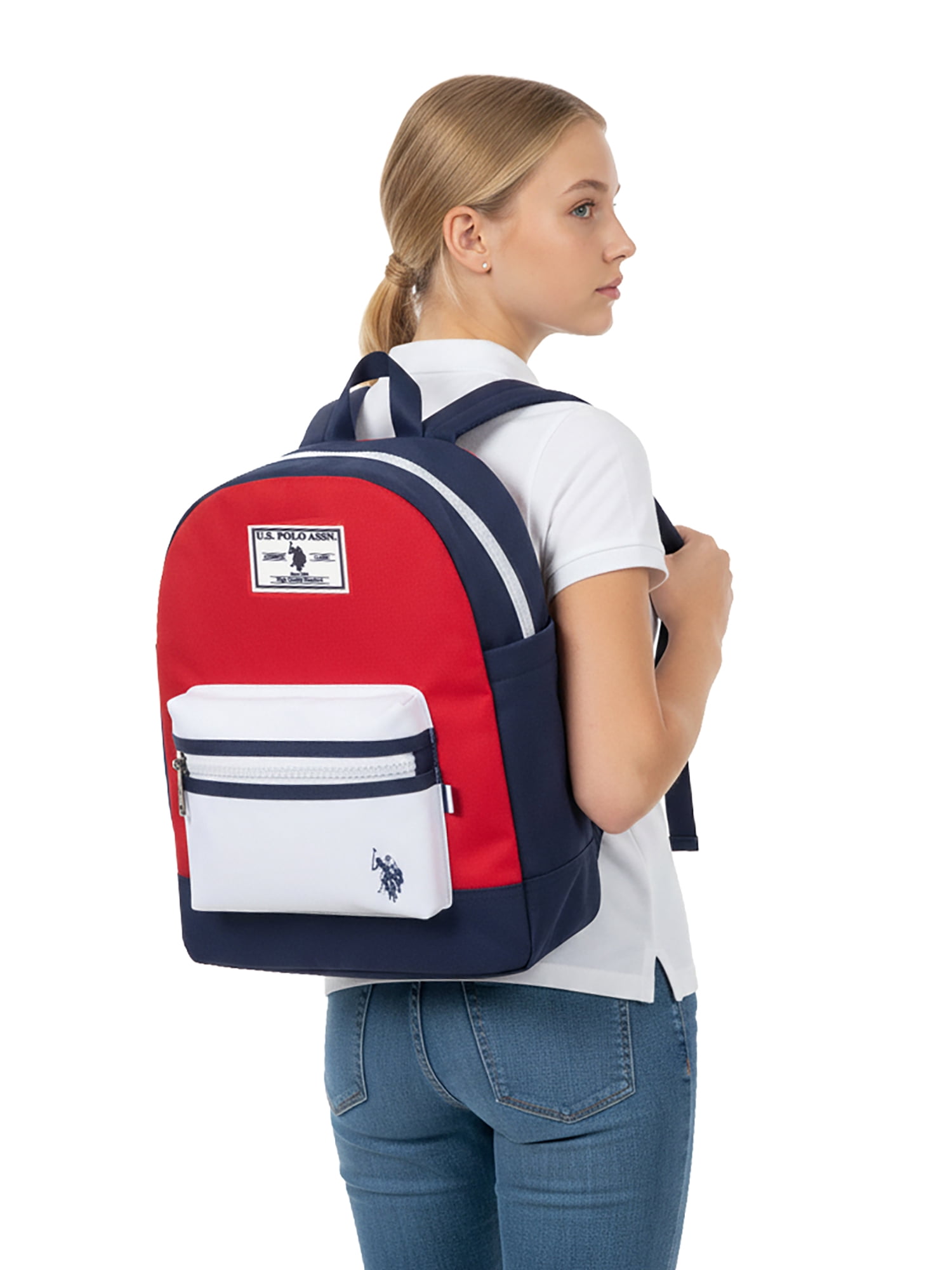 U.S. Polo Assn. 13" Color Block Toddler Backpack, Red Multi