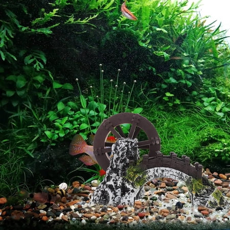 ETHZZLE Aquarium Water Wheel Bridge Model Underwater Fish Tank Decoration Unique Bridge Ornament for Aquarium Supplies ETHZZLE Aquarium Water Wheel Bridge Model Underwater Fish Tank Decoration Unique Bridge Ornament for Aquarium Supplies