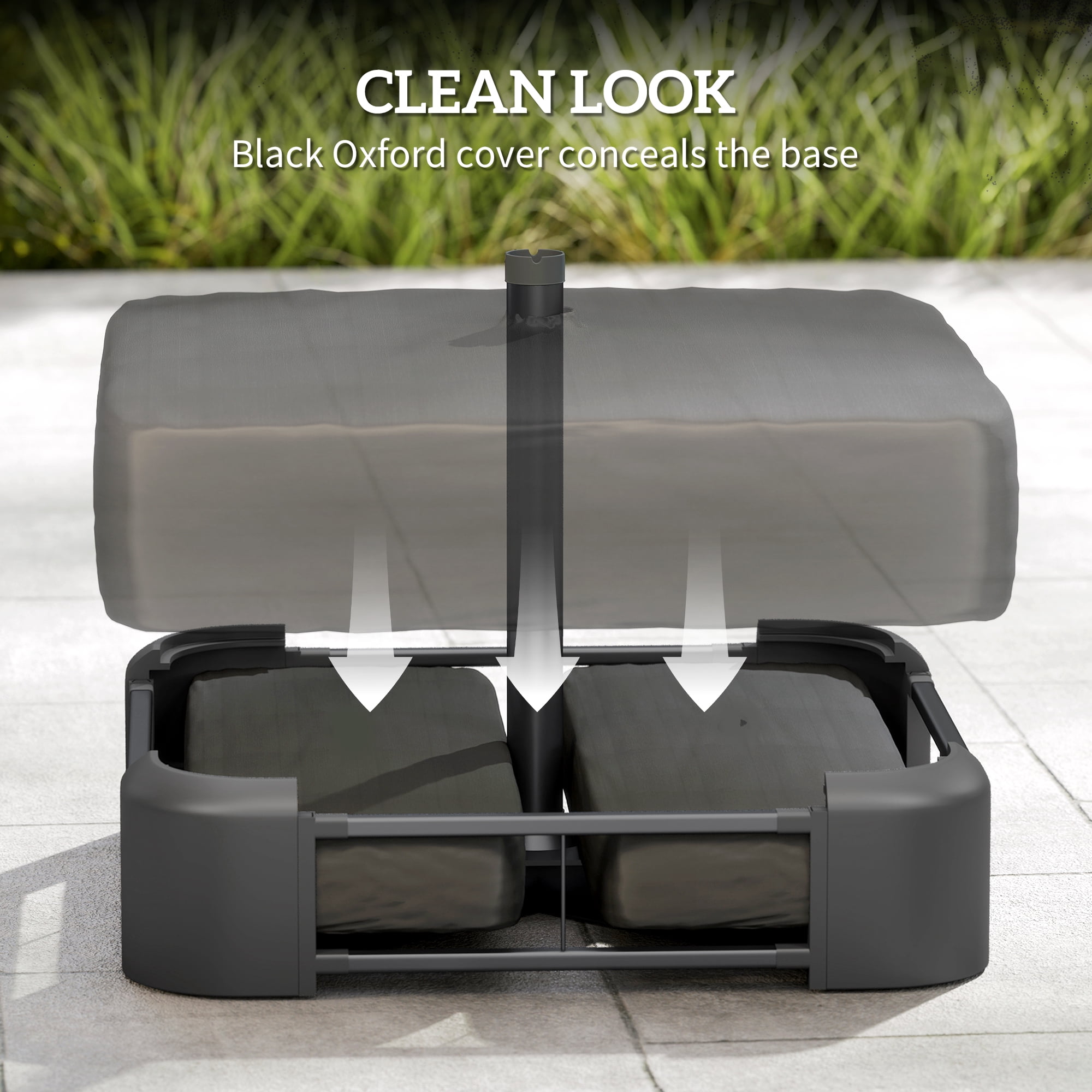 Patio Umbrella Base 176 lbs Sand Filled Outdoor Umbrella Stand Holder w/Cross Base for 1.9" Poles Black