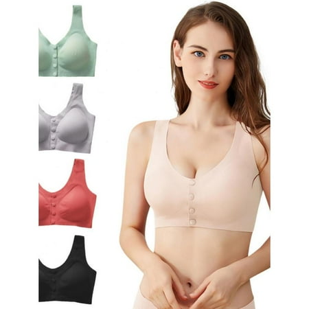 

Promotion!New Ladies Nursing Bra Breastfeeding Box Wireless Maternity Bra Seamless Support Front Snap Button Padded Bra Wide Shoulder Stra