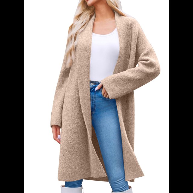 Cárdigan para Mujer, Grueso, Abierto, de Punto Holgado, de Gran Tamaño, para Otoño, Moderno, para Abrigo Caqui XL