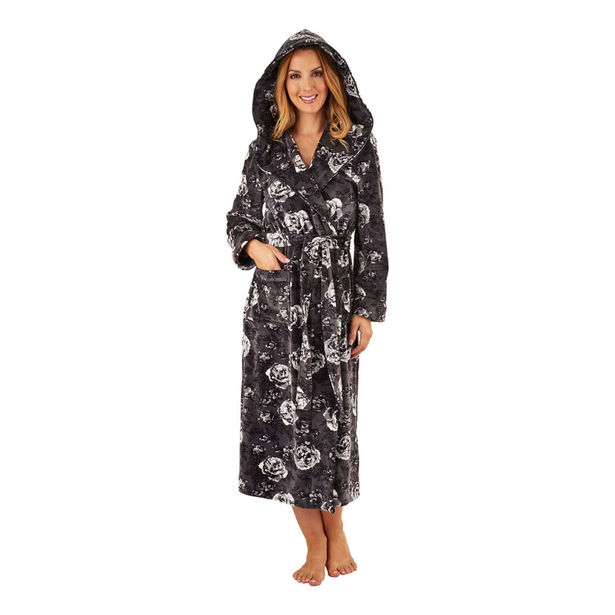 Slenderella GL8746 Grey Floral Dressing Gown Sml Small Walmart