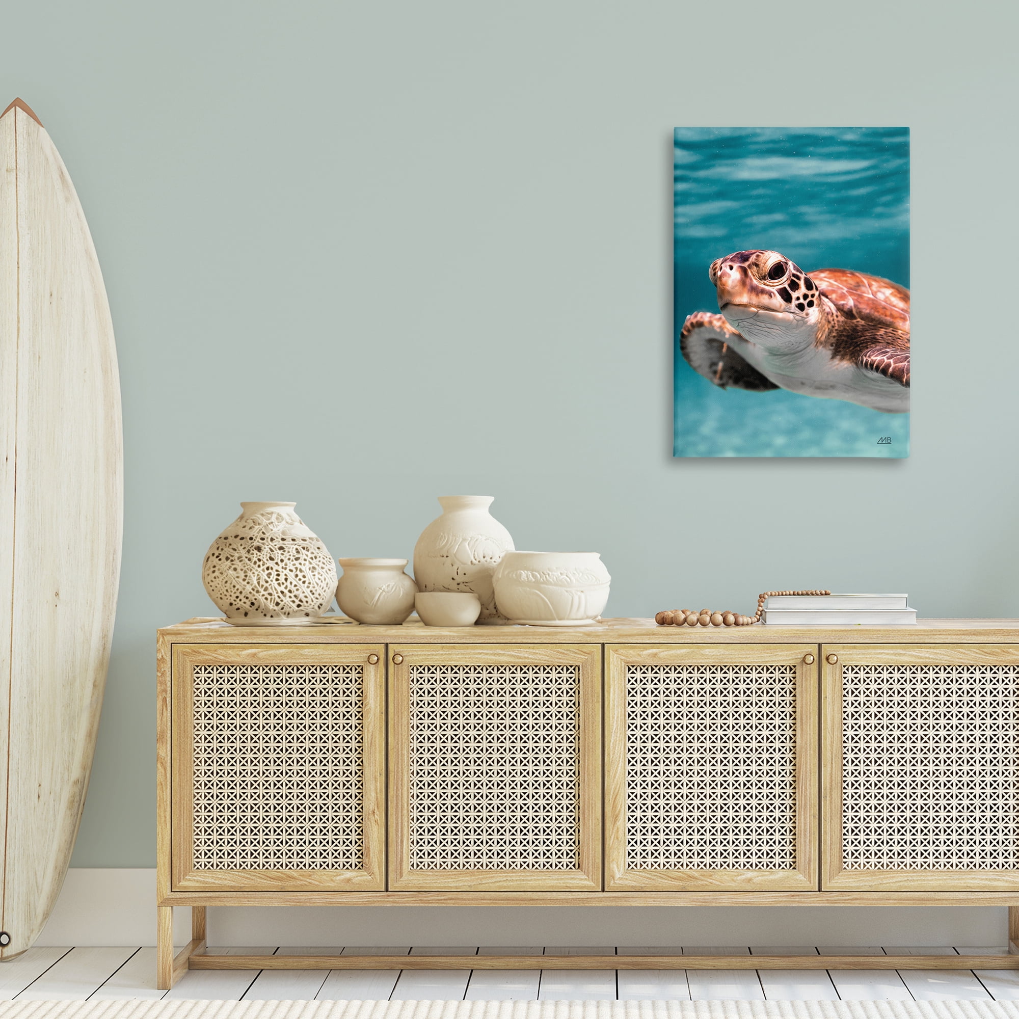 Stupell Industries Underwater Sea Turtle Swim Animals Photography Wrapped Canvas Art Print Wall Art, 24 x 36