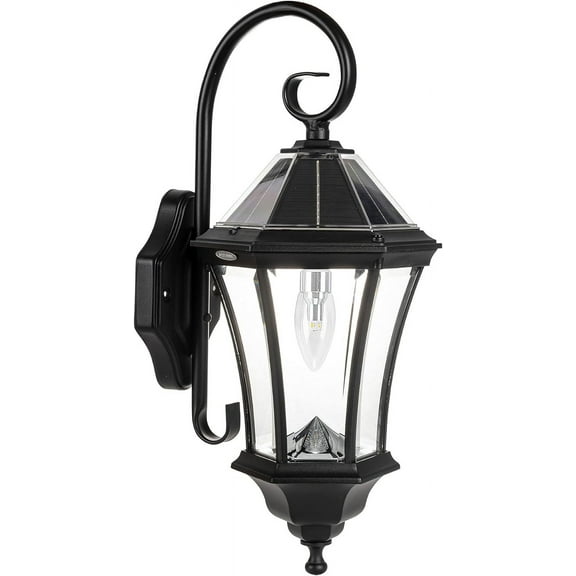 Gama Sonic Victorian Solar Wall Light, Outdoor Solar Lamp, Cast Aluminum Sconce, 150 Lumens Warm White LED, Black (94BM50010)