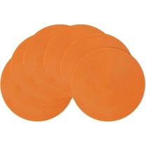 Round Braided Placemats Set of 6 Table Mats for Dining Tables Woven Washable Non-Slip Place mats 15 Inch for Halloween Thanksgiving, Orange