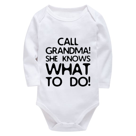Call Grandma She Knows What To Do Newborn Baby Outfits Unisex Long Sleeve Coming Home Outfit for Baby Girl White Baby Girl L