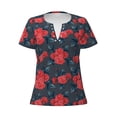 thumbnail image 3 of Naloa Rose Flowers Print T-Shirts Short Sleeve V Neck Tees for Women Fashion Tops Trendy Lightweight Soft Casual Summer Outfits Clothes, 3 of 5