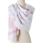 OM Shanti Meditation Yoga Prayer Paisley Design Cotton Shawl - Purple & Pink