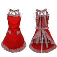 thumbnail image 4 of Women Cute Bowknot Decor Pocket Apron Plaid Print Splicing Adjustable Lace-up Kitchen Flirty Apron Mother Day Gift, 4 of 4