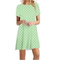 thumbnail image 1 of Offre à Durée Limitée Iumwxz Robes à Manches Courtes Col Rond pour Femmes Tunique Décontractée Plissée Robes Ligne A Robe Graphique à Pois Grande Taille Robes d'Été Robes Tendance pour la Saint-Valentin, 1 of 4