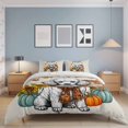 thumbnail image 4 of Queen Size Duvet Cover 4 Piece Bedding Set Hello Fall Words White Dog Bed Sheet Sets Soft Microfiber Comforter Cover with Flat Sheet 2 Pillow Shams, 4 of 9