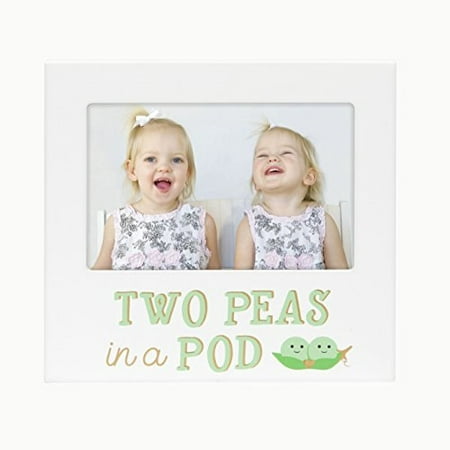 Pearhead Two Peas in A Pod, Siblings Sentiment Frame, Keepsake Photo Frame for Twins Or Siblings, White