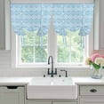 thumbnail image 4 of Blue Boho Tie Up Curtains 45 Inches Long, Kitchen Window Curtains Over Sink, Vintage Ethnic Tribe Abstract Art Geometric Small Window Curtains Shade Balloon Curtains Valances for Bedroom/Cafe 34"x45", 4 of 8