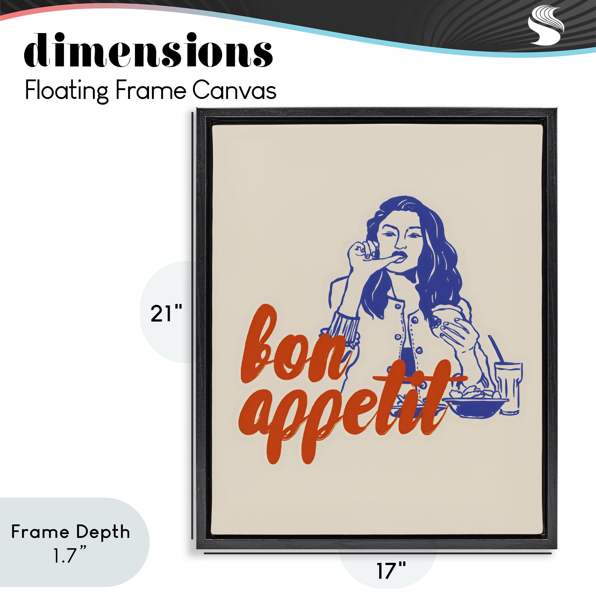 Stupell Industries Bon Appetit Woman Enjoying Meal Black Framed Floater Canvas Wall Art, design by The Prints Vibe