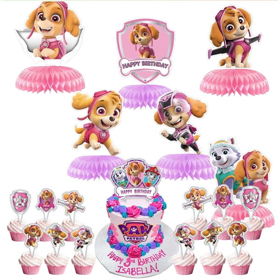 Paw Patrol Party Decor Supplies Honeycomb Centerpieces Table Toppers Cake Toppers Decorations for Birthday